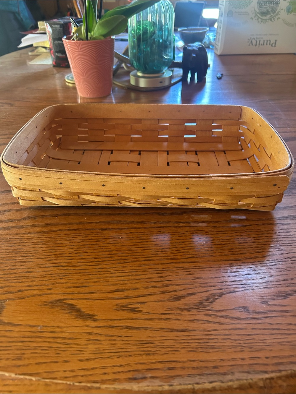 Vintage 1999 Longaberger Long Shallow Rectangle Gathering Bread Basket